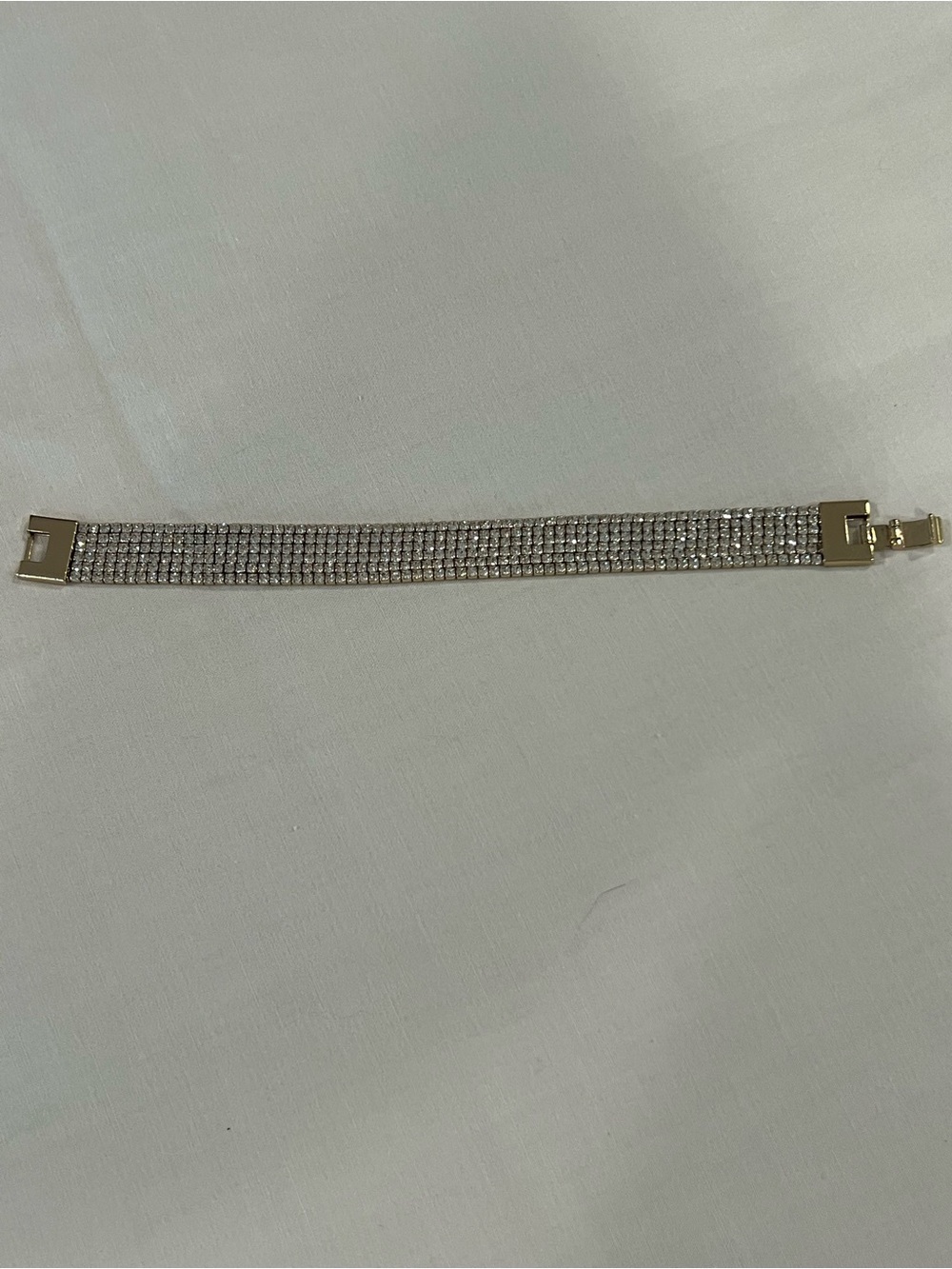 Gold-Tone Crystal Mesh Bracelet - Sparkling Clear Stones